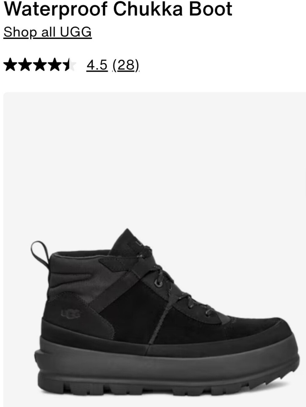 UGG Men's Black Lace-Up Suede Outdoor Boots